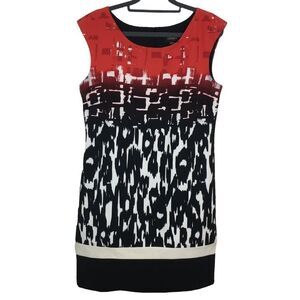 Chaya Womens Dress Red Black Knee Length Sleeveless Size 8 Back‎ Zip